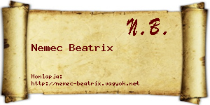 Nemec Beatrix névjegykártya
